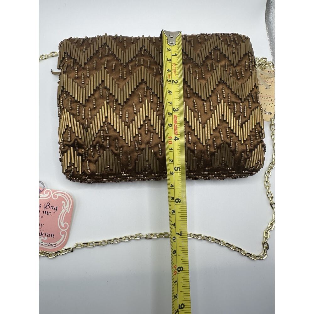 NWT Vintage Evening Purse, Copper Beads, Gold Chain, Size 4ins X 7 Ins - Picture 4 of 6